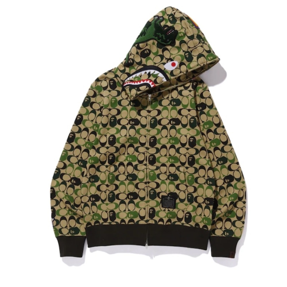 Bape x coach shark full zip hoodie